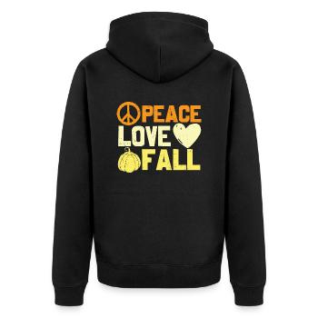 Peace Love Fall Happy Fall - Unisex Premium Organic Zip Hoodie - black - Back - Nico (187cm)