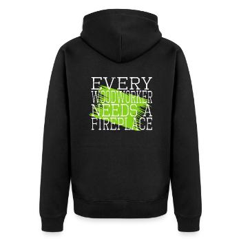sexy carpenter tshirts chop wood - Unisex Premium Bio Zip Hoodie - Schwarz - Hinten - Nico (187cm)