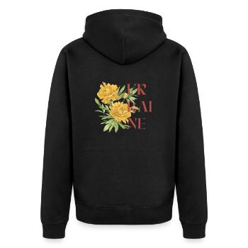 Ukrainian yellow flowers - Unisex Premium Organic Zip Hoodie - black - Back - Nico (187cm)