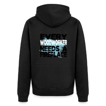 proud carpenter skull tshirts - Unisex Premium Bio Zip Hoodie - Schwarz - Hinten - Nico (187cm)