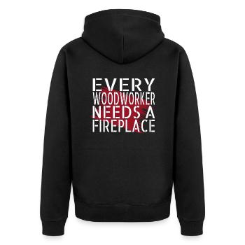 tree axes hearbeat funny woodworking daddesign - Unisex Premium Bio Zip Hoodie - Schwarz - Hinten - Nico (187cm)