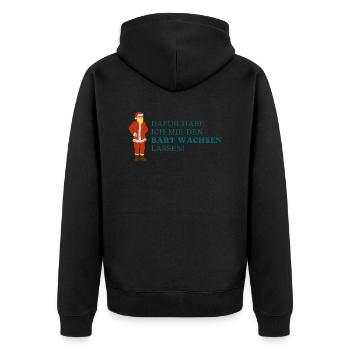 Weihnachtsmann Design - Unisex Premium Bio Zip Hoodie - Schwarz - Hinten - Nico (187cm)