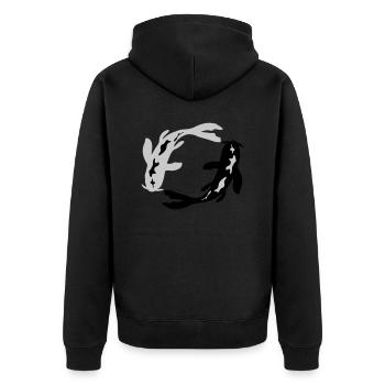 Nishikigoi Kreis Koi Design - Unisex Premium Bio Zip Hoodie - Schwarz - Hinten - Nico (187cm)