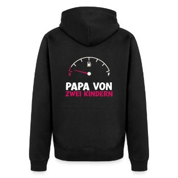 Tank leer Papa von 2 Kindern Vater Vatertag Kind - Unisex Premium Bio Zip Hoodie - Schwarz - Hinten - Nico (187cm)