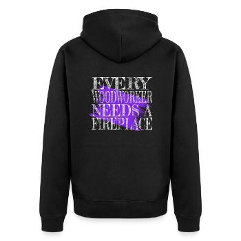 chainsaw carpenter logging tree feller - Unisex Premium Bio Zip Hoodie - Schwarz - Hinten - Nico (187cm)