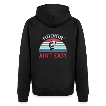 Fischer Fischen Angeln Angel Angler Fische Fisch - Unisex Premium Bio Zip Hoodie - Schwarz - Hinten - Nico (187cm)