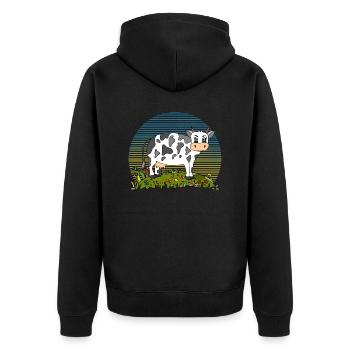 Cow - Unisex Premium Organic Zip Hoodie - black - Back - Nico (187cm)