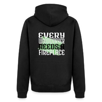 carpenter hoodies and sweatshirts chop wood - Unisex Premium Bio Zip Hoodie - Schwarz - Hinten - Nico (187cm)