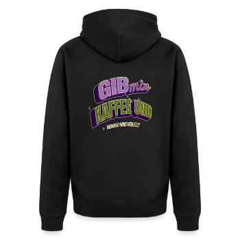 büro geek morgenmuffel süchtig kaffeebohne - Unisex Premium Bio Zip Hoodie - Schwarz - Hinten - Nico (187cm)