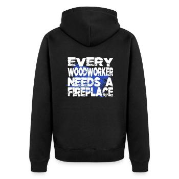 forest work chainsaw carpenter girl tshirts - Unisex Premium Bio Zip Hoodie - Schwarz - Hinten - Nico (187cm)