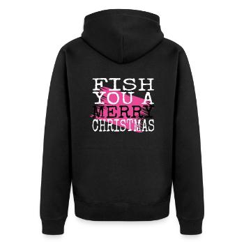 bass fishing funny dinosaur tshirt axie couples - Unisex Premium Bio Zip Hoodie - Schwarz - Hinten - Nico (187cm)