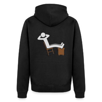 Chillen Mann Stuhl Icon - Unisex Premium Bio Zip Hoodie - Schwarz - Hinten - Nico (187cm)