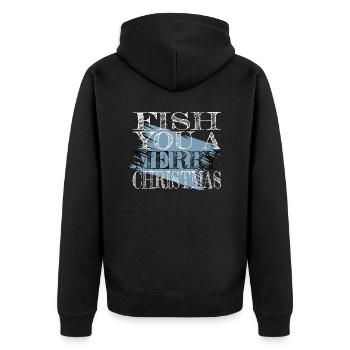 fishing boat statement fishing rod cool animation - Unisex Premium Bio Zip Hoodie - Schwarz - Hinten - Nico (187cm)