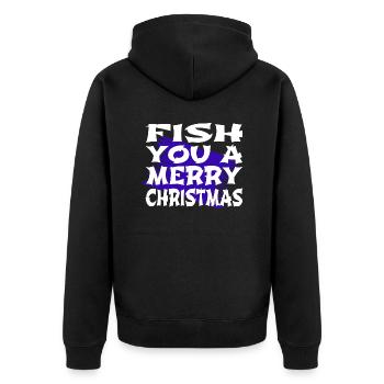 christmas tree dinosaur moon - Unisex Premium Bio Zip Hoodie - Schwarz - Hinten - Nico (187cm)