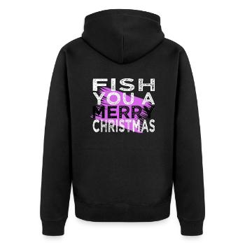 sea bass fishing tshirts beard fish hook axie fish - Unisex Premium Bio Zip Hoodie - Schwarz - Hinten - Nico (187cm)