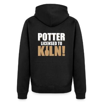 Licensed To Kiln! Ceramics Artist Pottery - Unisex Premium Organic Zip Hoodie - black - Back - Nico (187cm)
