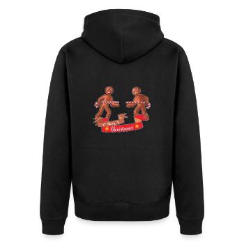Gingerbread Merry Christmas - Unisex Premium Organic Zip Hoodie - black - Back - Nico (187cm)
