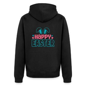 Happy Easter - Unisex Premium Bio Zip Hoodie - Schwarz - Hinten - Nico (187cm)