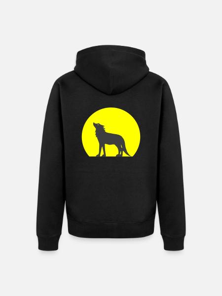 silhouette wolf and moon - Unisex Premium Organic Zip Hoodie - black