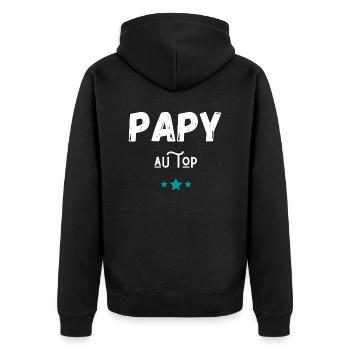 papy au top idée cadeau - Veste à capuche bio Premium Unisexe - noir - Dos - Nico (187cm)