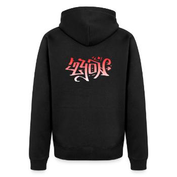 Lyon Grafitti - Unisex Premium Bio Zip Hoodie - Schwarz - Hinten - Nico (187cm)