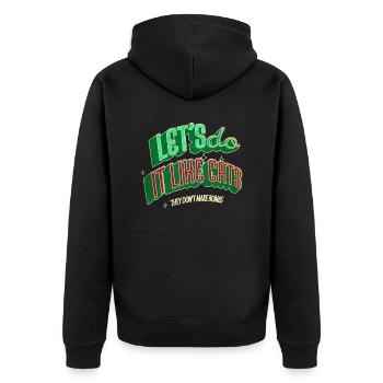 fun peace symbol 60s hippie festival heart - Unisex Premium Bio Zip Hoodie - Schwarz - Hinten - Nico (187cm)