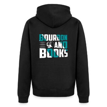Bourbon And Books Whiskey Drinking - Unisex Premium Bio Zip Hoodie - Schwarz - Hinten - Nico (187cm)