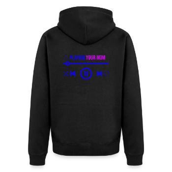 Deine Mutter spielen - Unisex Premium Bio Zip Hoodie - Schwarz - Hinten - Nico (187cm)