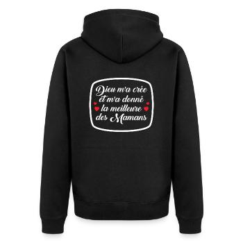 Dieu m'a crée etm'a donné la meilleure des mamans - Veste à capuche bio Premium Unisexe - noir - Dos - Nico (187cm)