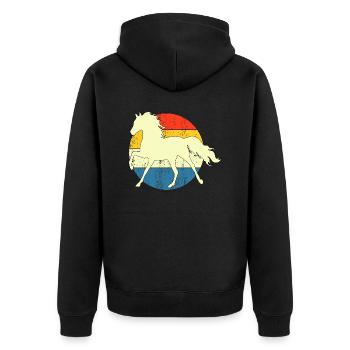 Vintage Retro Horse Sunset For Horse Lovers - Unisex Premium Organic Zip Hoodie - black - Back - Nico (187cm)