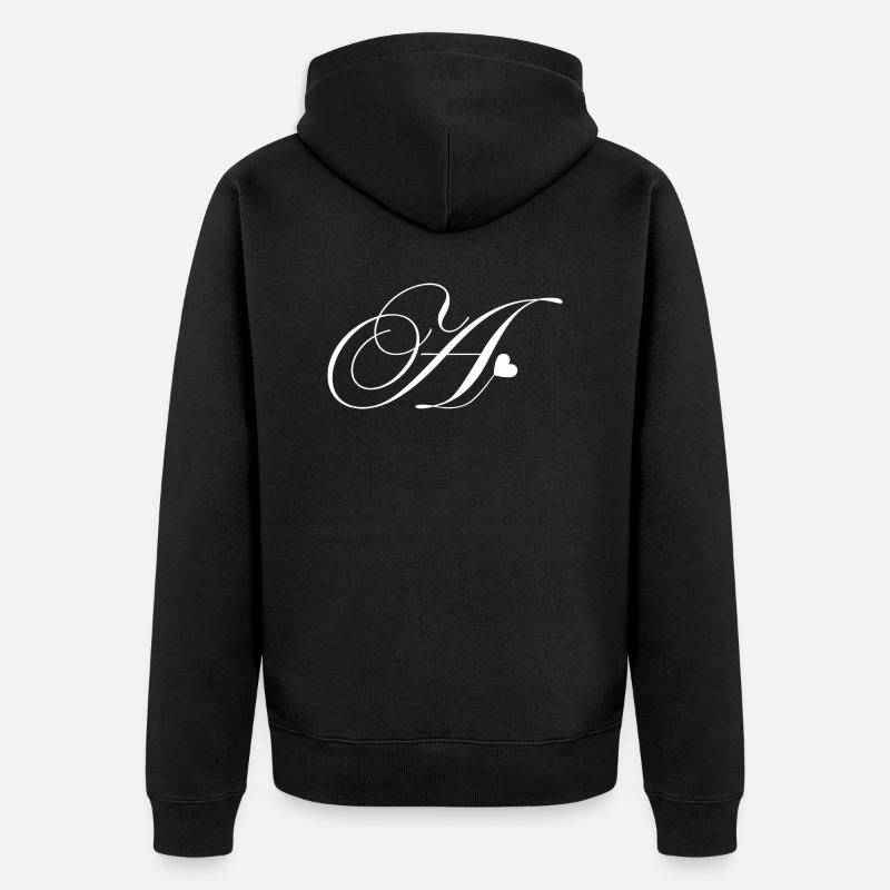 Lettre a calligraphie cœur - Veste à capuche bio Premium Unisexe - noir