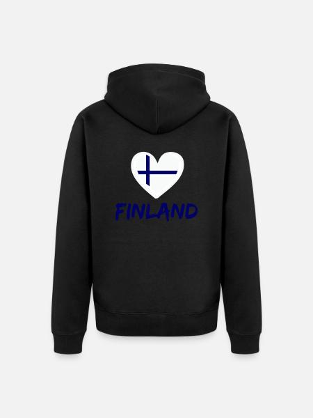 Finland Heart 1 - Unisex Premium Organic Zip Hoodie - black