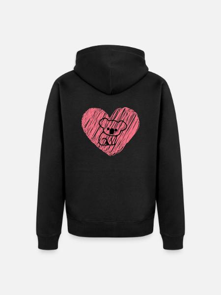 Liebe Koala - Unisex Premium Bio Zip Hoodie - Schwarz