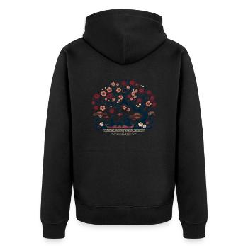 cerisier en fleurs inspiré d'art chinois - Veste à capuche bio Premium Unisexe - noir - Dos - Nico (187cm)