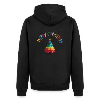 Joyeux Noël / Merry Christmas - Unisex Premium Organic Zip Hoodie - black - Back - Nico (187cm)