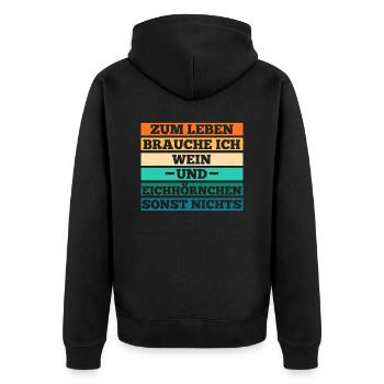 Wein Eichhörnchen - Unisex Premium Bio Zip Hoodie - Schwarz - Hinten - Nico (187cm)