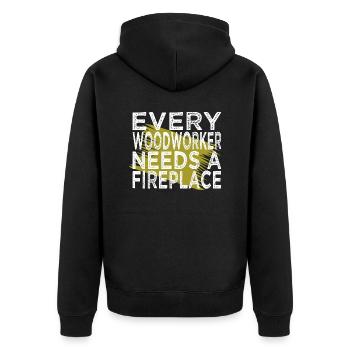 badge carpenter americas blogger plumber - Unisex Premium Bio Zip Hoodie - Schwarz - Hinten - Nico (187cm)