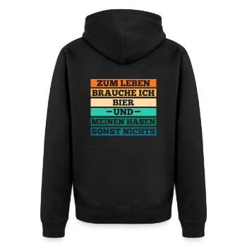Bier Kaninchen Hase - Unisex Premium Bio Zip Hoodie - Schwarz - Hinten - Nico (187cm)