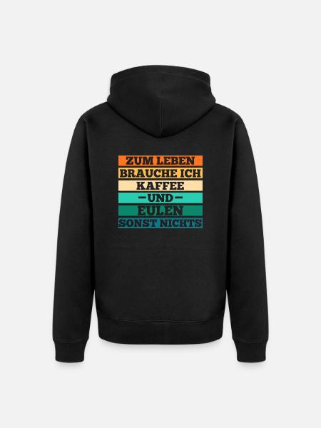 Kaffee Eulen - Unisex Premium Bio Zip Hoodie - Schwarz