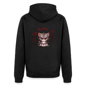 Cat Grimmig Guten Morgen - Unisex Premium Bio Zip Hoodie - Schwarz - Hinten - Nico (187cm)