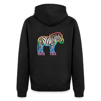 Zebra - Unisex Premium Bio Zip Hoodie - Schwarz - Hinten - Nico (187cm)