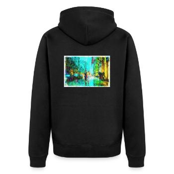 New Yorkers In Rain - Unisex Premium Organic Zip Hoodie - black - Back - Nico (187cm)