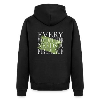 carpenter hoodies and sweatshirts americas - Unisex Premium Bio Zip Hoodie - Schwarz - Hinten - Nico (187cm)