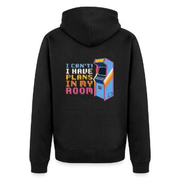 Gamer Funny - Je ne peux pas avoir de plans dans le garage de ma chambre - Veste à capuche bio Premium Unisexe - noir - Dos - Nico (187cm)