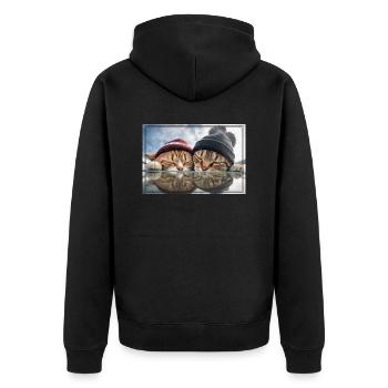 Two cute sleeping kittens - Unisex Premium Organic Zip Hoodie - black - Back - Nico (187cm)