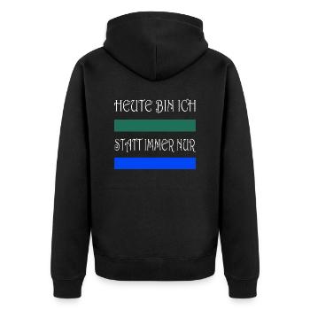 St. Patrick´s Day - Grün statt immer nur blau - Unisex Premium Bio Zip Hoodie - Schwarz - Hinten - Nico (187cm)