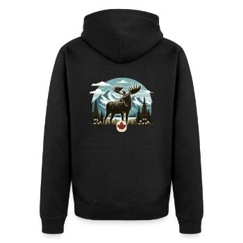 Kanada 18 - Unisex Premium Bio Zip Hoodie - Schwarz - Hinten - Nico (187cm)