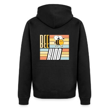 Be Kind Cute Honey Kindness Bee Love Inspirational - Unisex Premium Organic Zip Hoodie - black - Back - Nico (187cm)
