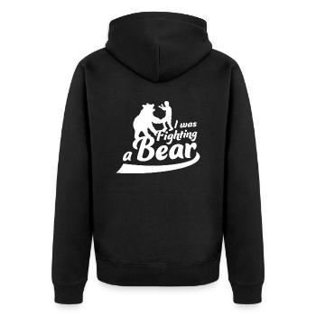 I Was Fighting A Bear Surgery Broken Arm Injury - Unisex Premium Organic Zip Hoodie - black - Back - Nico (187cm)