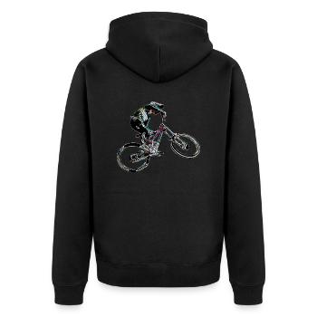 vtt mtb descente - Veste à capuche bio Premium Unisexe - noir - Dos - Nico (187cm)
